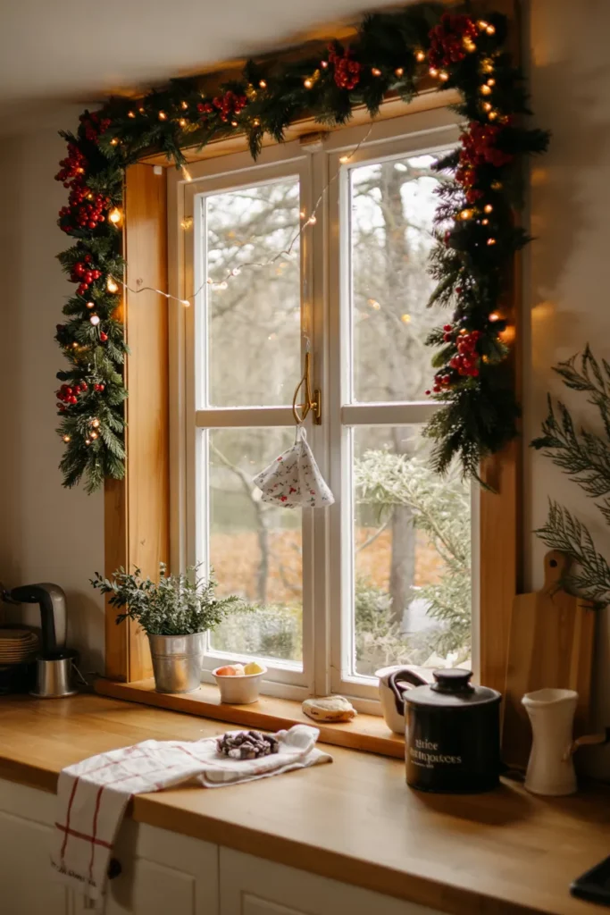 Add a Rustic Garland Over the Kitchen Window