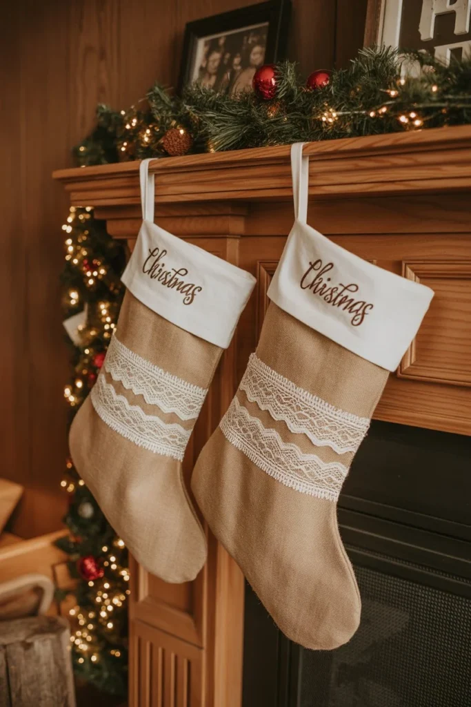 Burlap and Lace Stockings