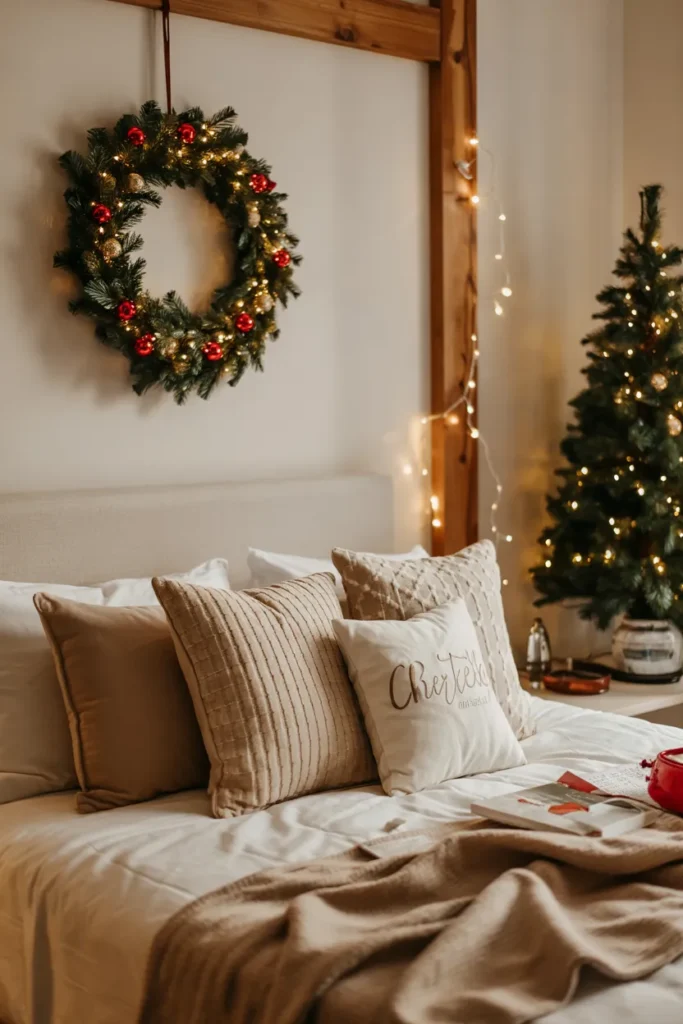 Christmas Wreath Above the Bed