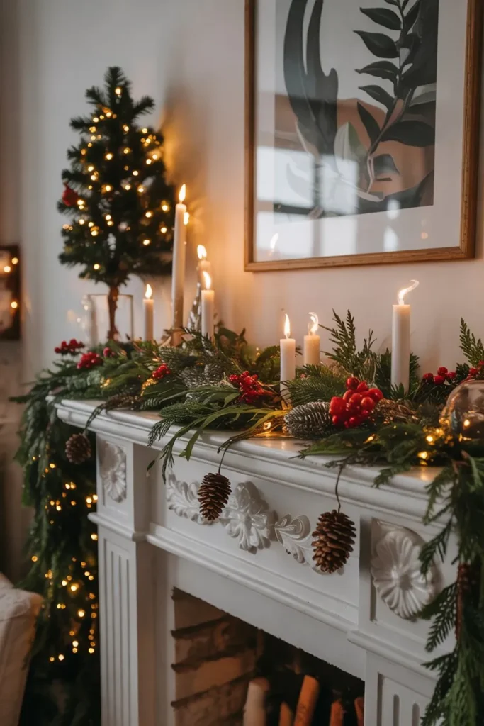 Classic Evergreen Garland with Warm Lights