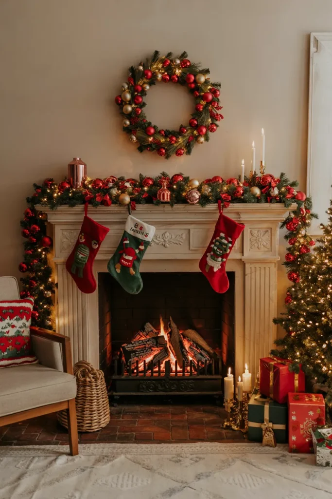 Classic Red and Green Mantel