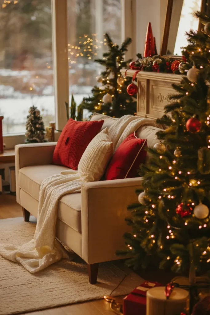 Classic Red and White Living Room