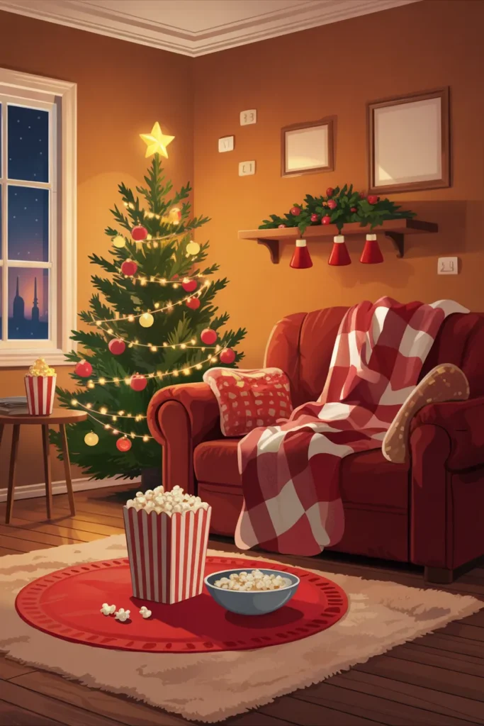 Cozy Christmas Movie Night Setup