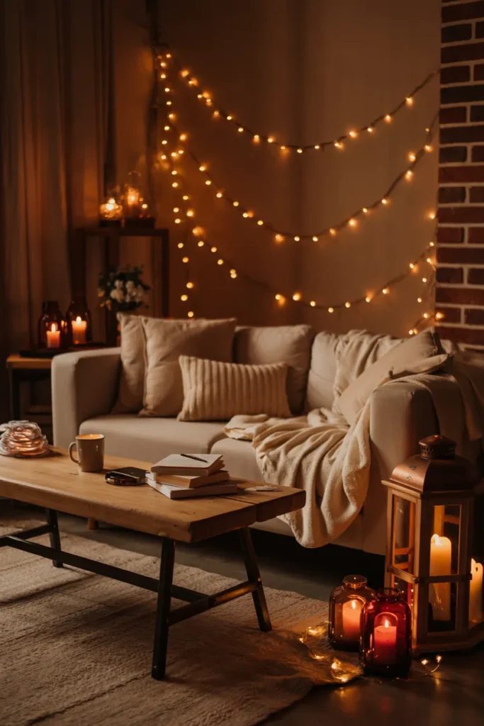 Cozy Lighting with Candles and Lanterns