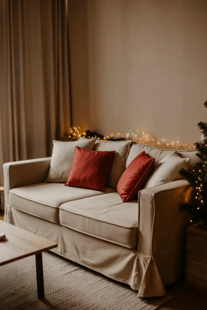 Cozy Neutral Palette with Red Accents