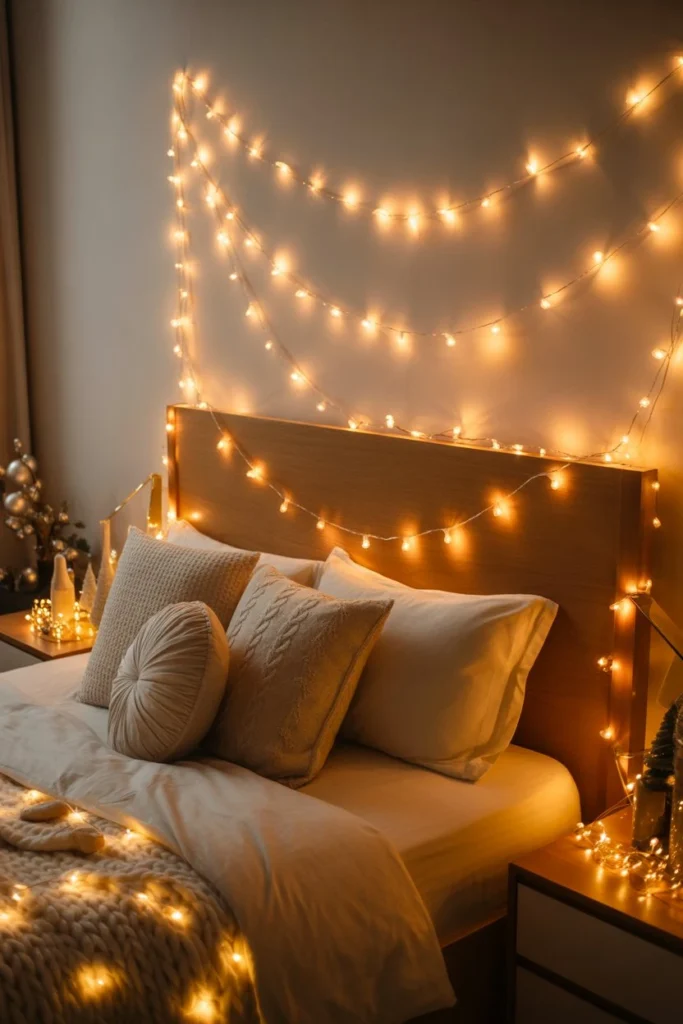 Cozy String Light Headboard