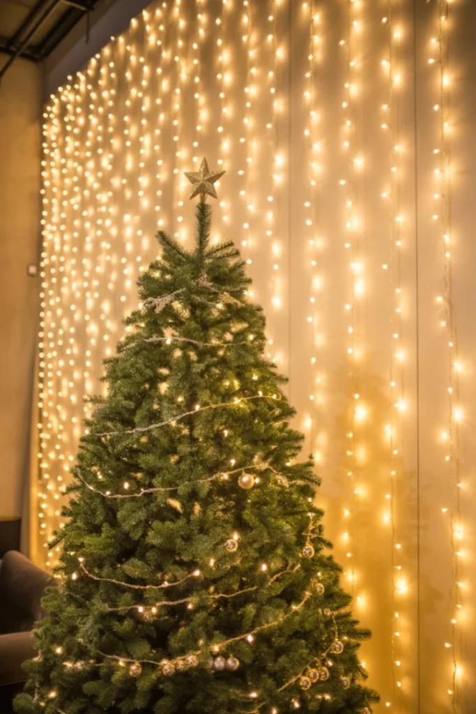 Curtain Light Wall Behind the Tree