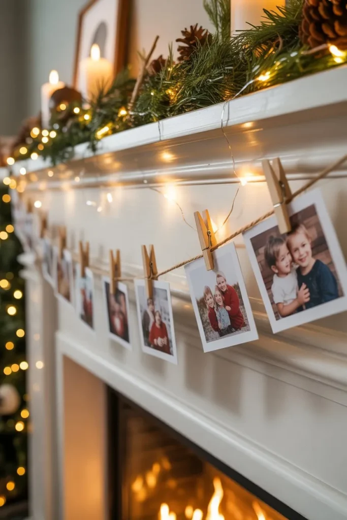 DIY Photo Garland Mantle