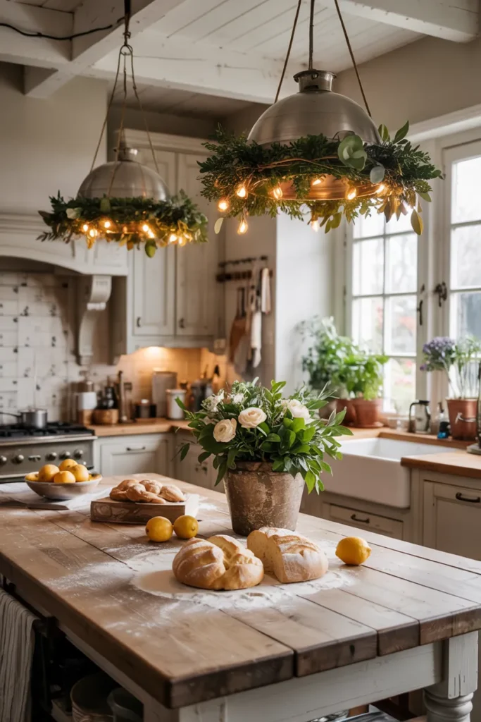 Decorate Pendant Lights with Greenery