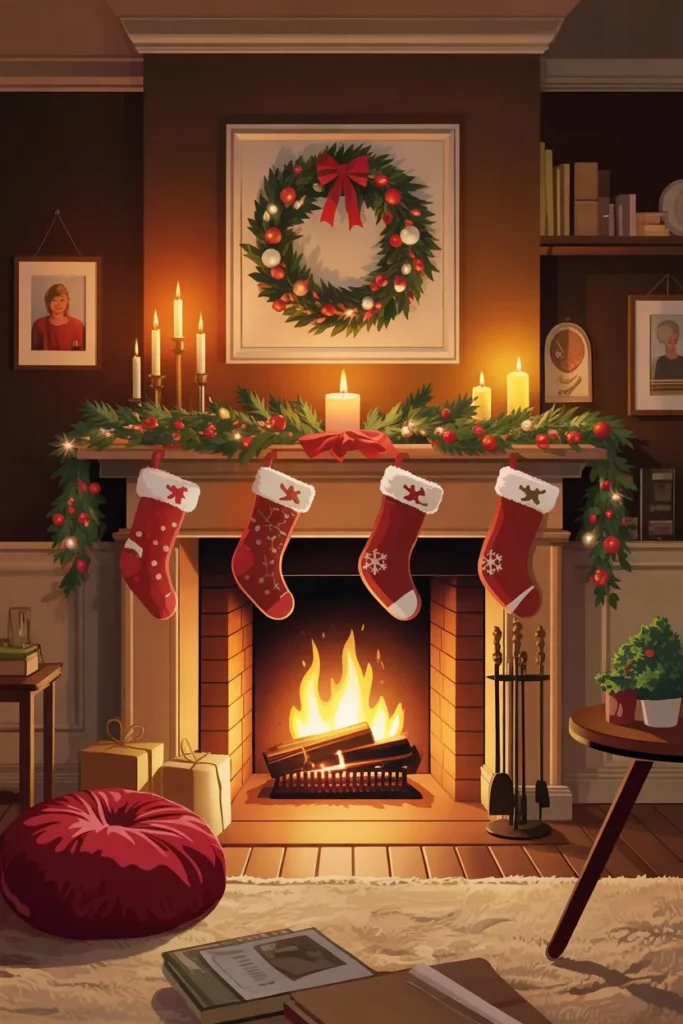 Fireplace-Centered Christmas Magic