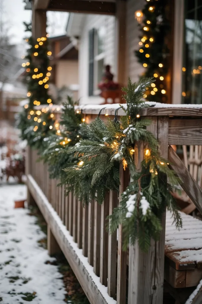 Garland-Wrapped Porch Railings