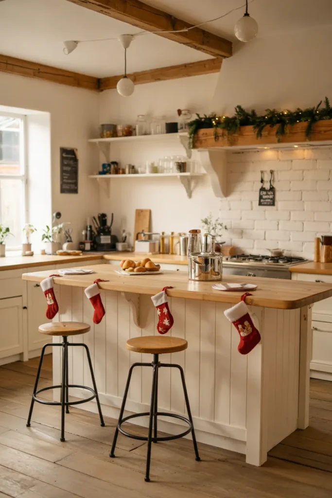 Hang Stockings Along the Breakfast Bar
