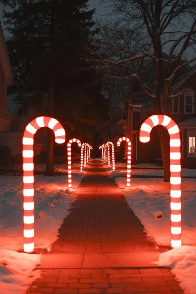 Light-Up Candy Cane Pathway
