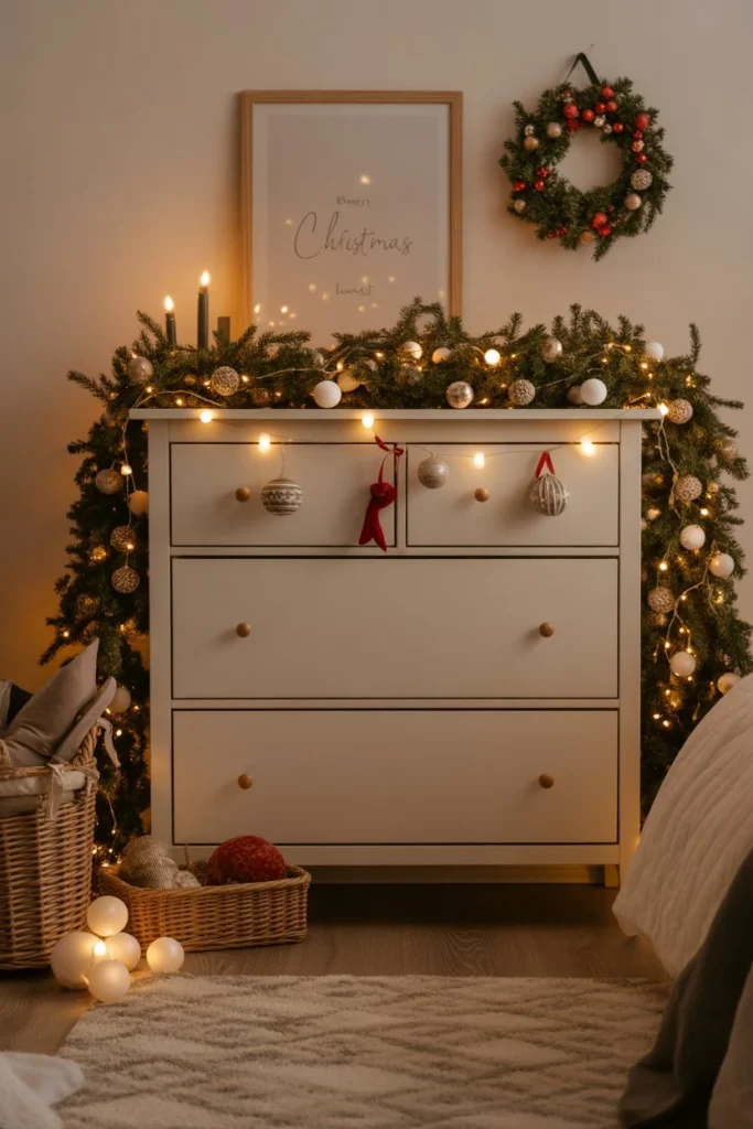 Lighted Garland on Dresser