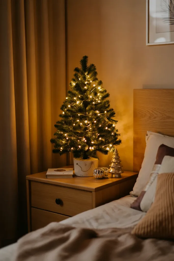 Mini Christmas Tree on Nightstand