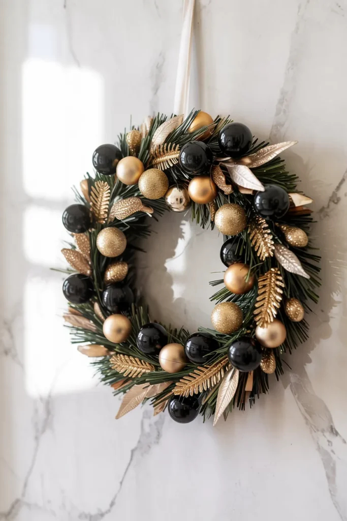 Modern Black and Gold Wreath