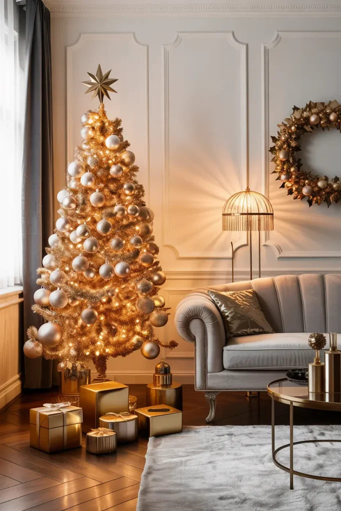 Modern Glam Christmas Living Room