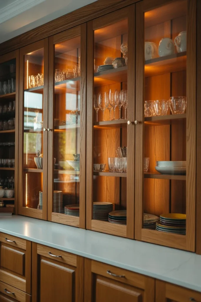 Oak Cabinetry with Glass Doors