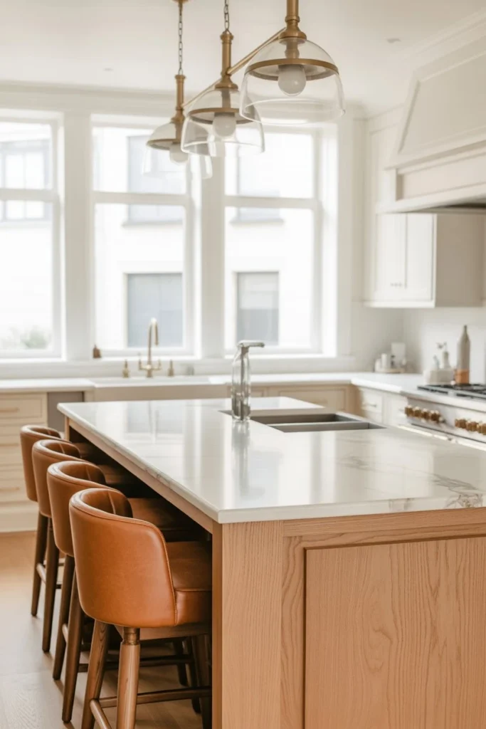 Oak Kitchen Island as a Focal Point