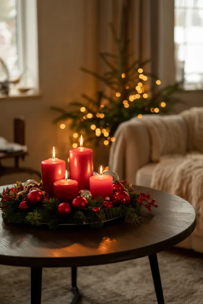 Red Christmas Table Setup