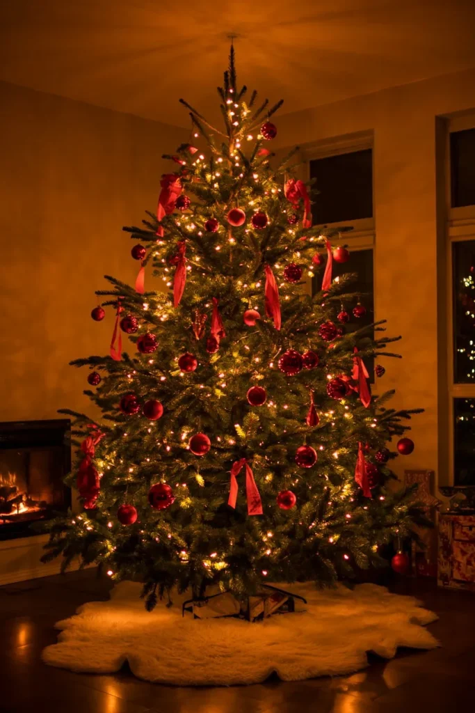 Red Christmas Tree Focus