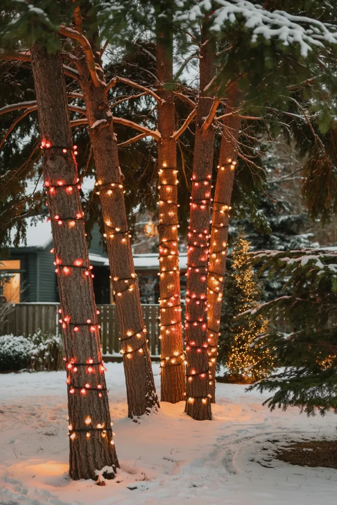 Red and White Tree Trunk Wraps