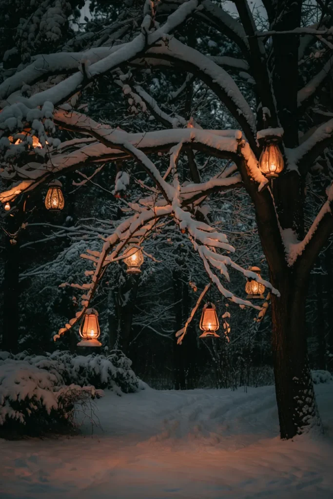 Rustic Lantern Tree Display