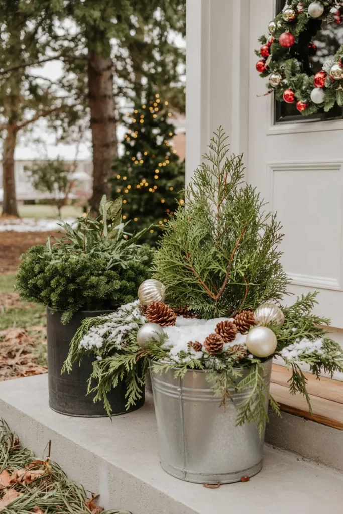 Snow-Dusted Planters