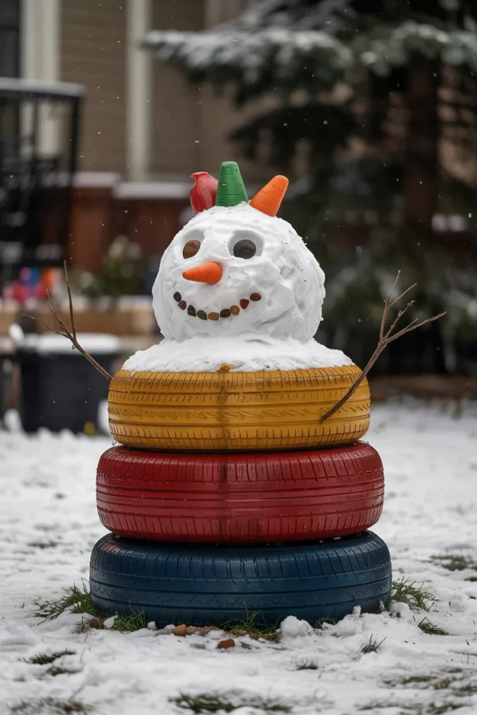 Snowman Tire Stack Display