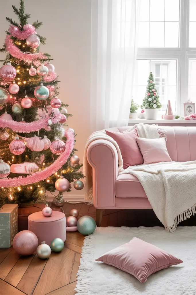  Soft Pastel Christmas Living Room