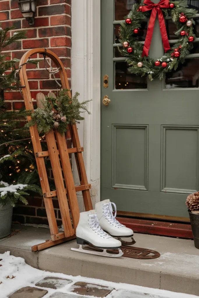 Vintage Sled and Ice Skates