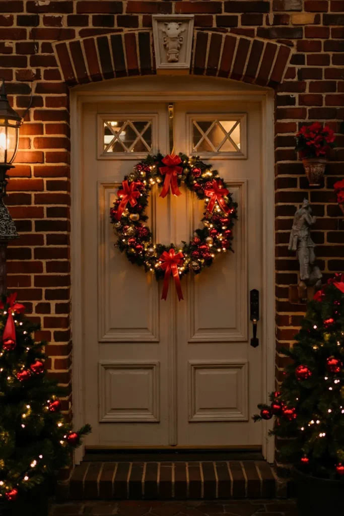 White Wreath with Red Accents