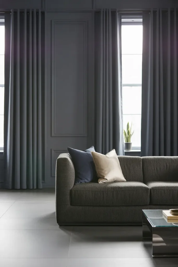 Blue Curtains with a Gray Neutral Base