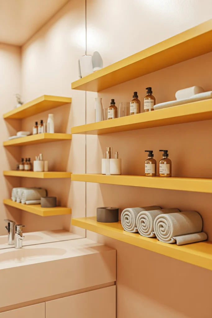 Yellow Floating Shelves