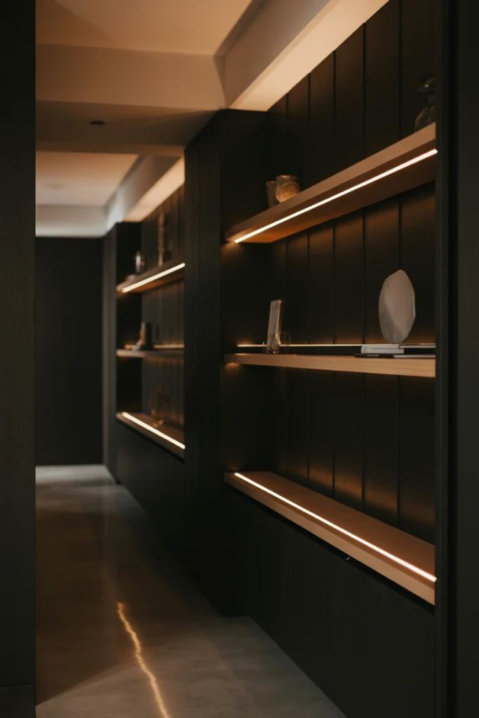 Use Floating Shelves with Accent Lighting