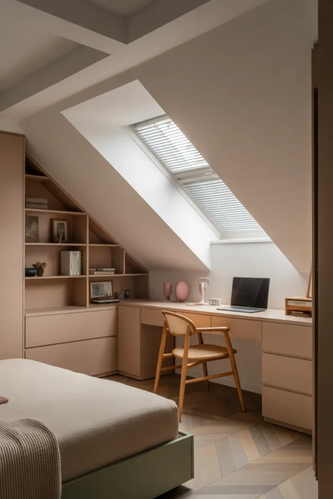 Attic Bedroom with a Home Office Corner