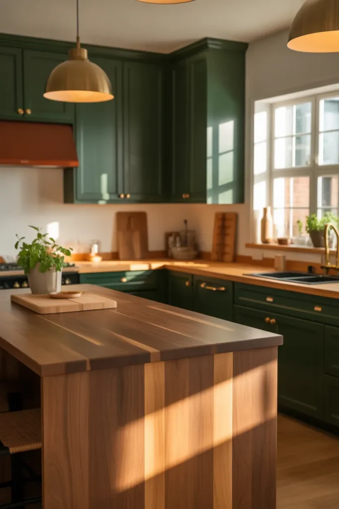 Forest Green and Warm Wood