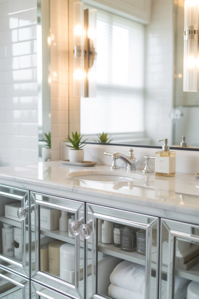 Glass-Front Vanity Cabinets for Elegant Display