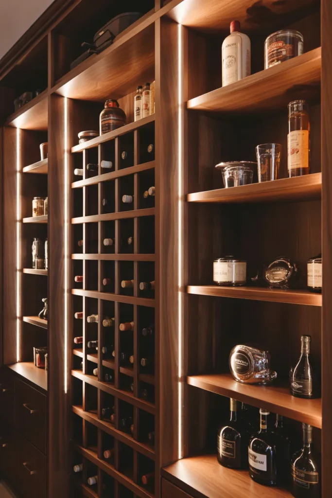 Pantry Cabinets with Built-In Wine Storage