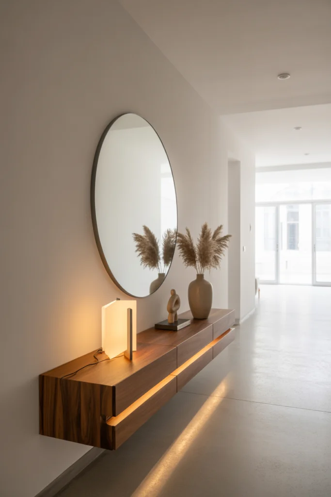 Floating Console with Art Above