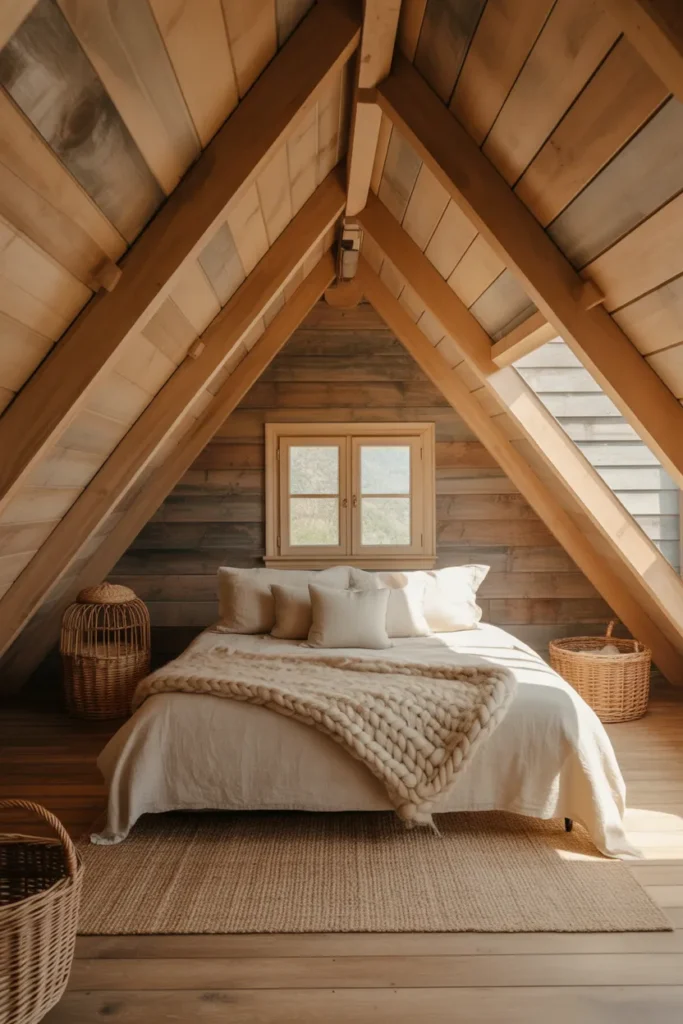 Attic Bedroom with Natural Materials