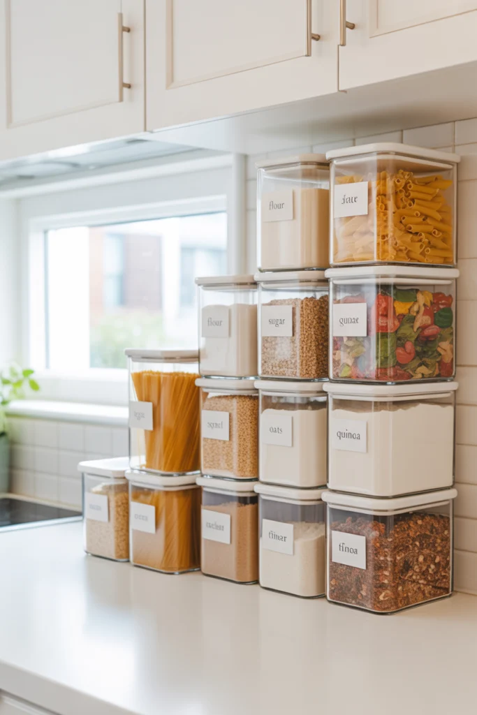 Stackable Containers for Organized Cabinets