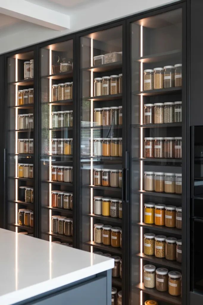 Glass-Front Pantry Cabinets