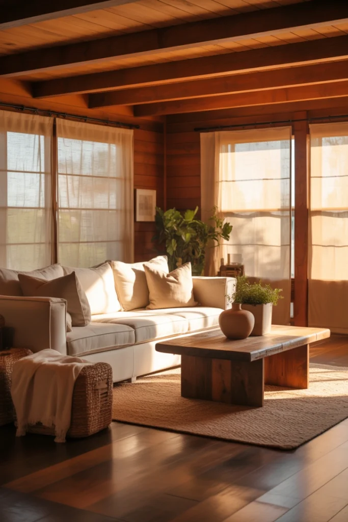 Warm Wood-Toned Living Room