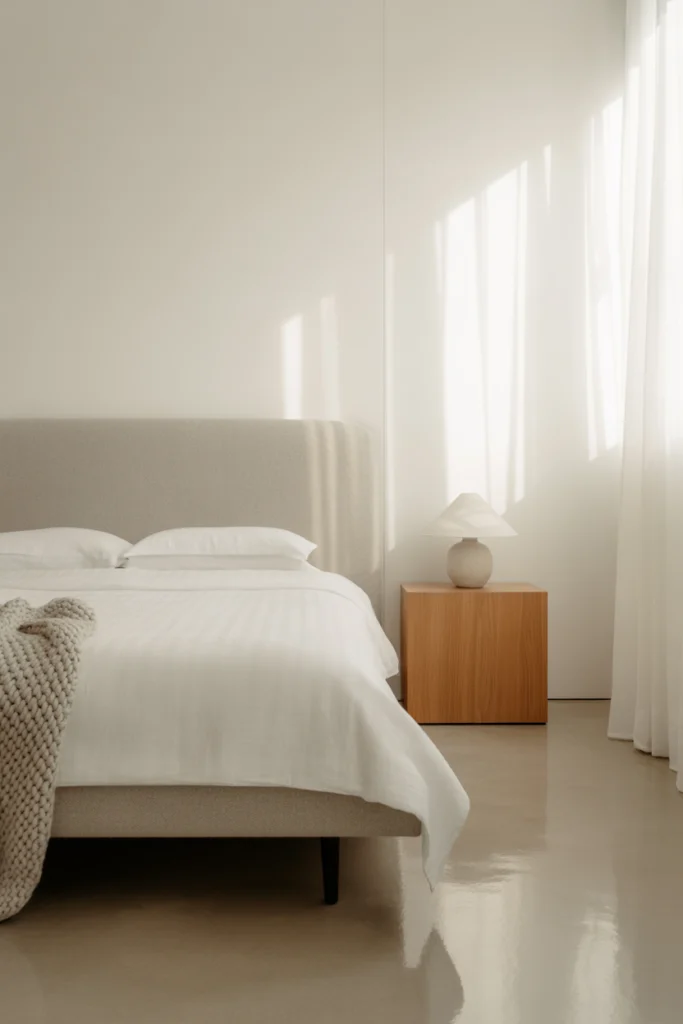 Gray and White Minimalist Bedroom