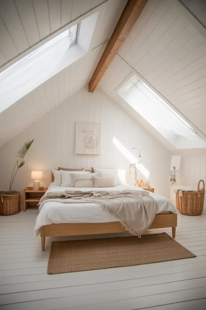 Scandinavian-Inspired Light-Filled Attic Bedroom