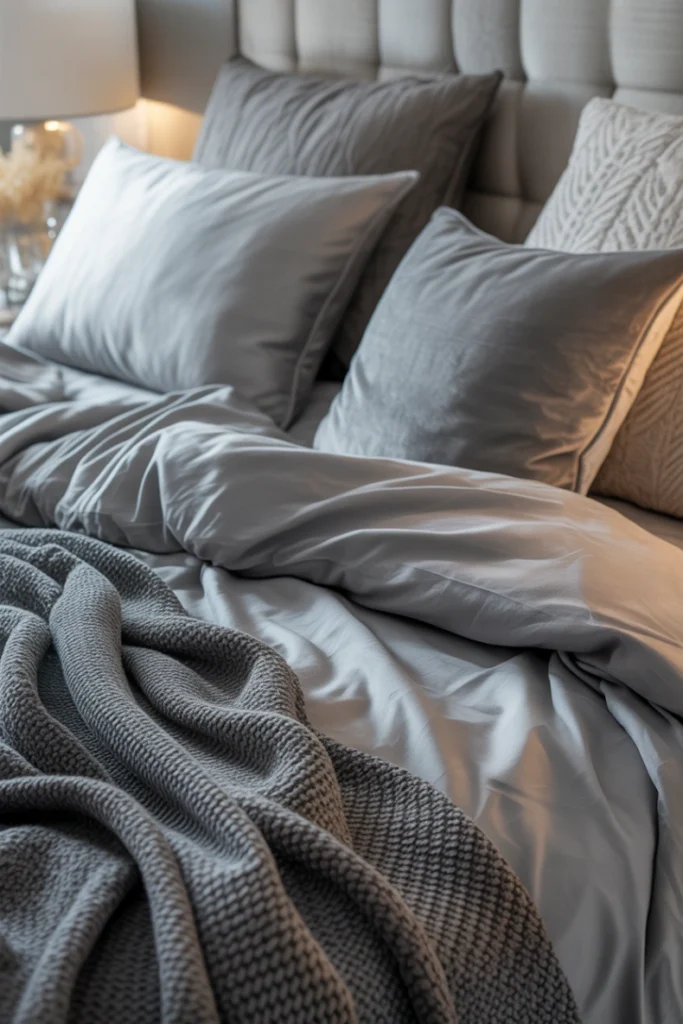Layered Gray Bedding for Cozy Warmth