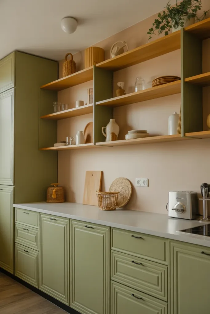 Sage Green and Natural Oak