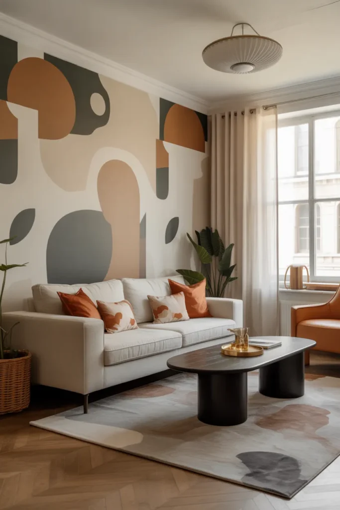 Wallpaper Accent Wall with Abstract Patterns