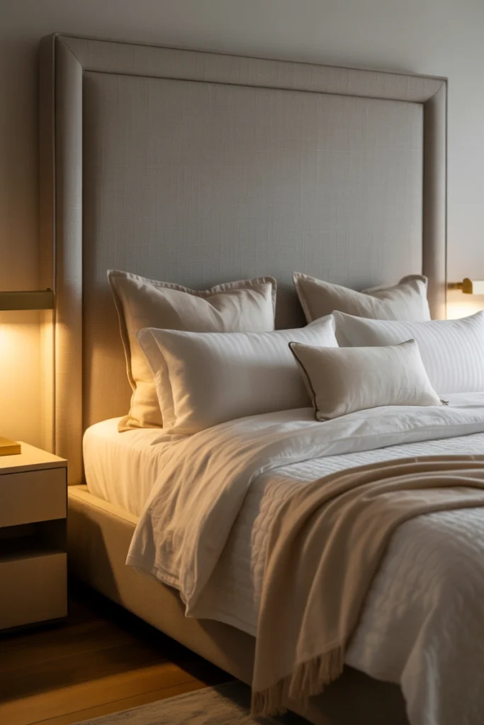 Gray Upholstered Headboard for Comfort